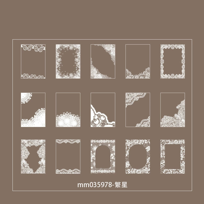 #02815 White Lace Frame Series Sticker