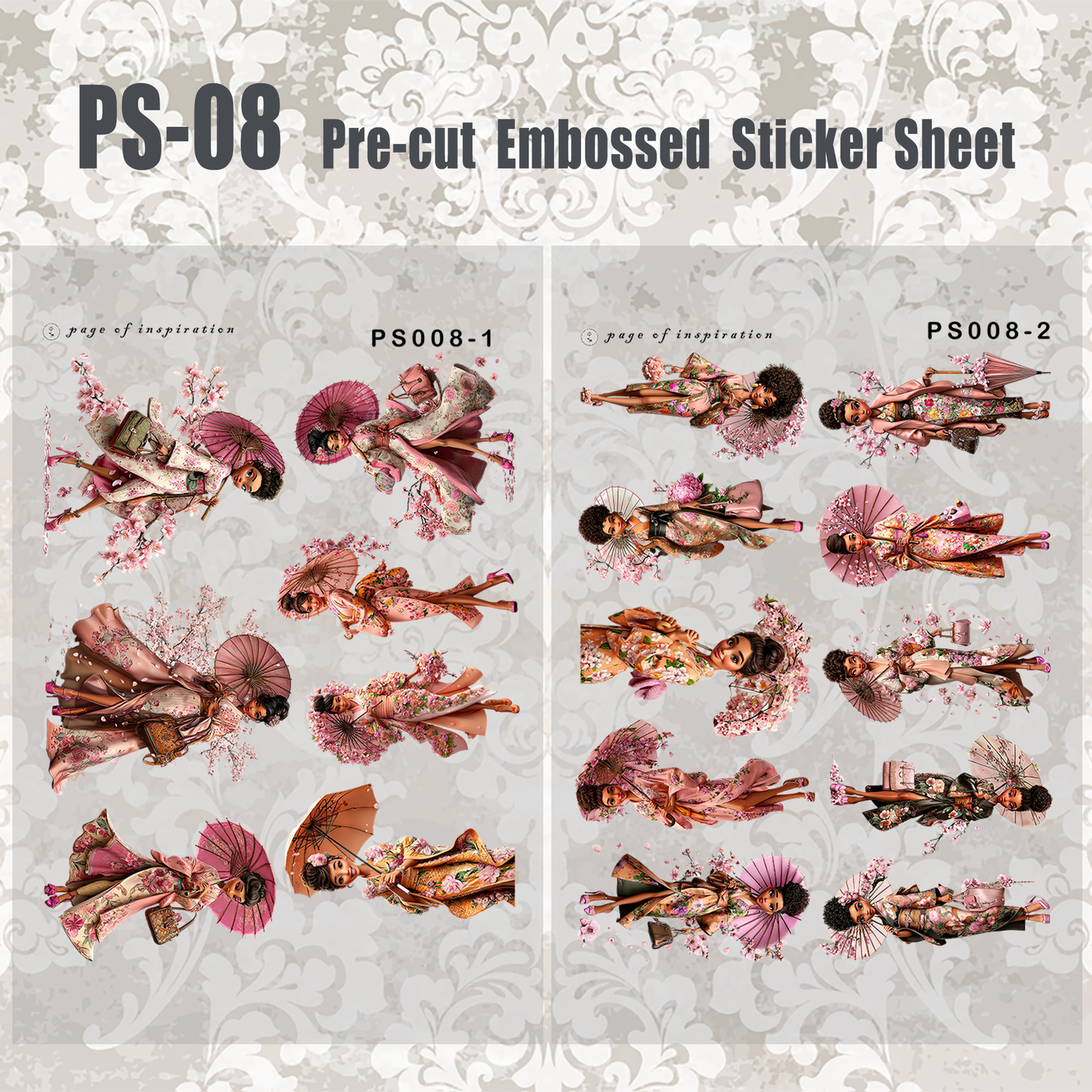 #PS-08 Pre-cut Embossed PET Sticker Sheet