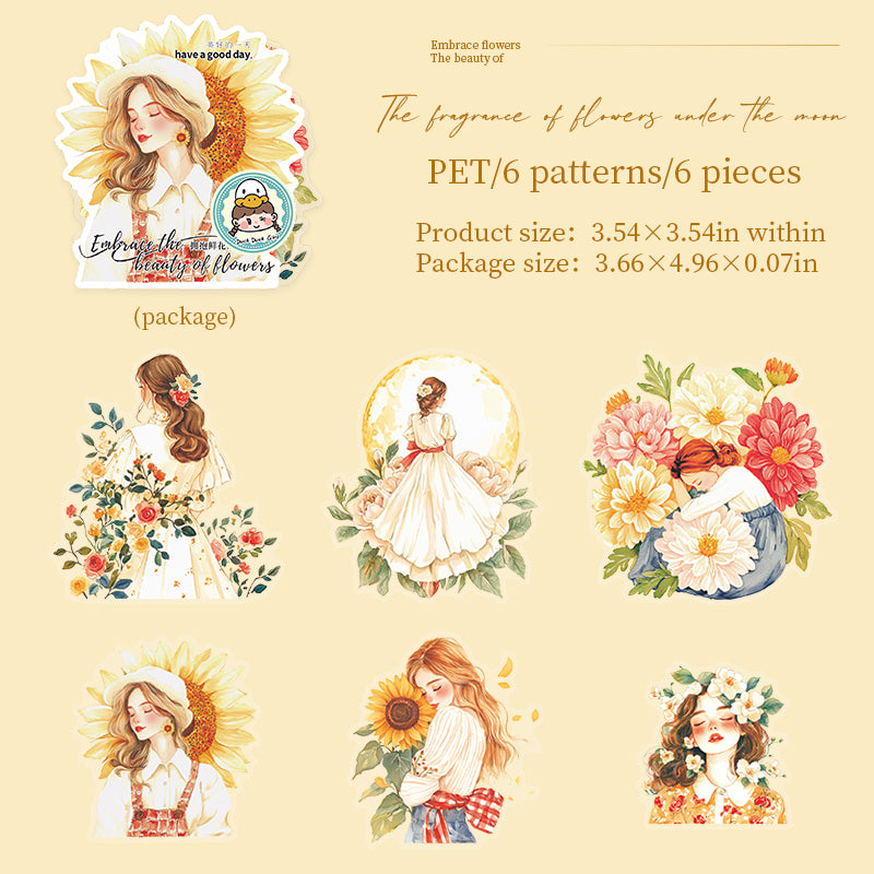 #02501 Girl with Flower Series Sticker