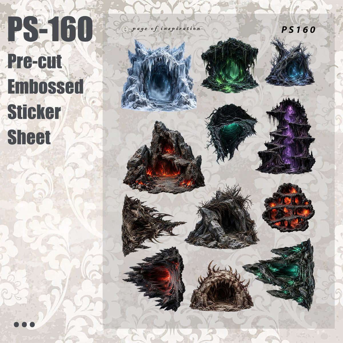 #PS-160 Pre-cut Embossed PET Sticker Sheet