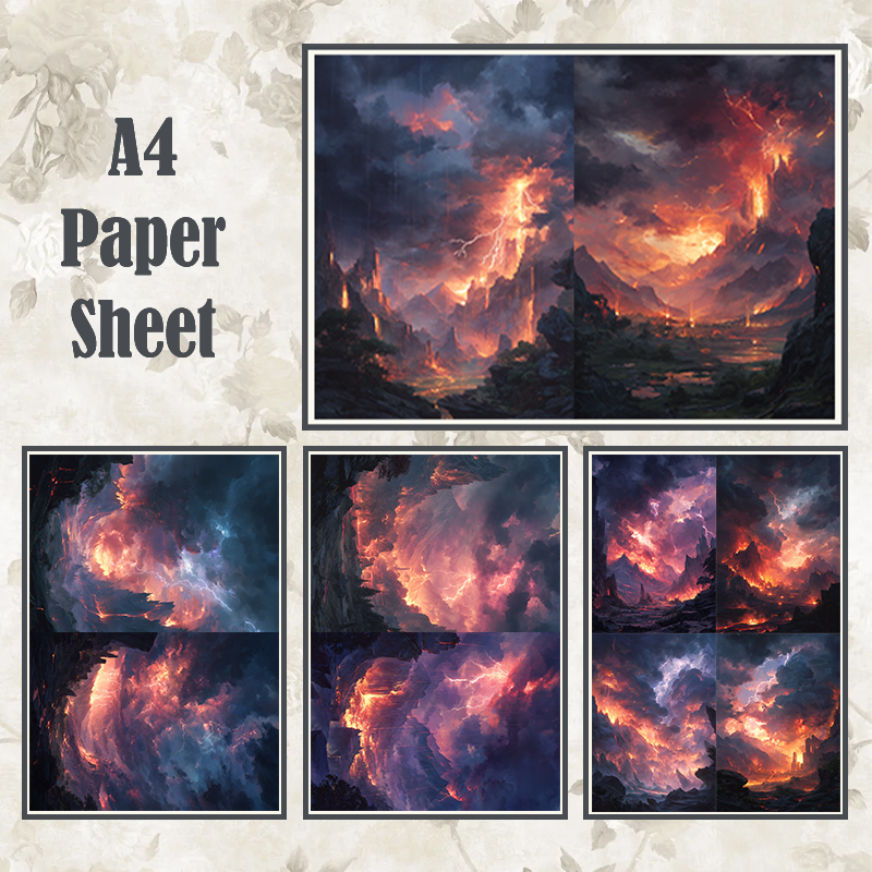 #4A94 POI Print A4 Cardstock Paper Set 4 Pcs