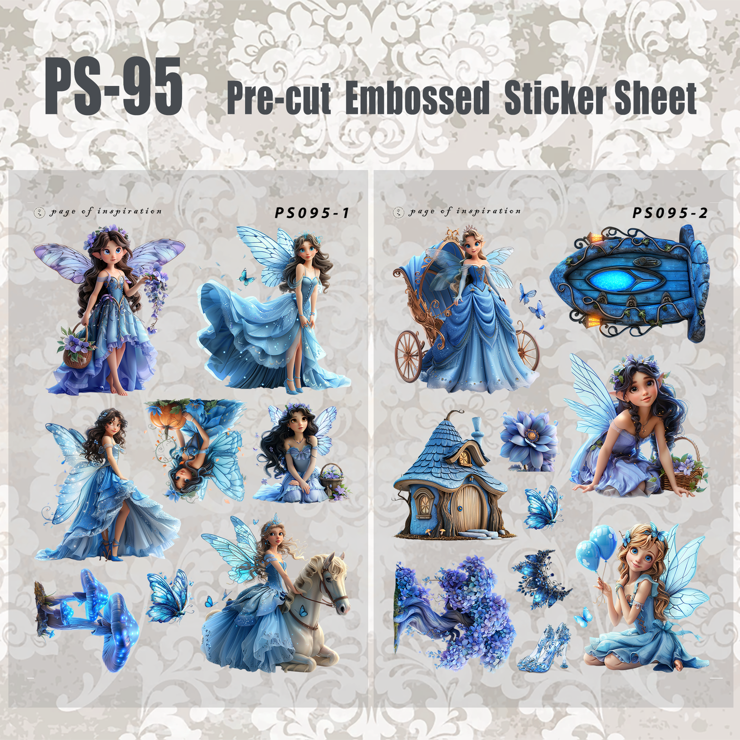 #PS-95 Pre-cut Embossed PET Sticker Sheet