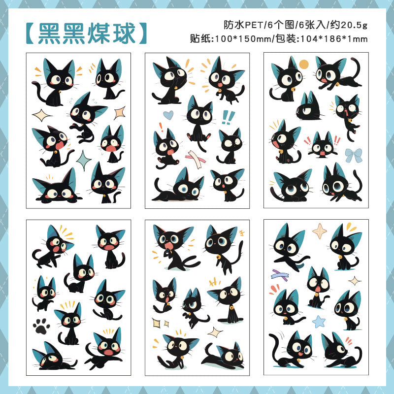 #02213 Cute Black Hakimi Cat Series Sticker