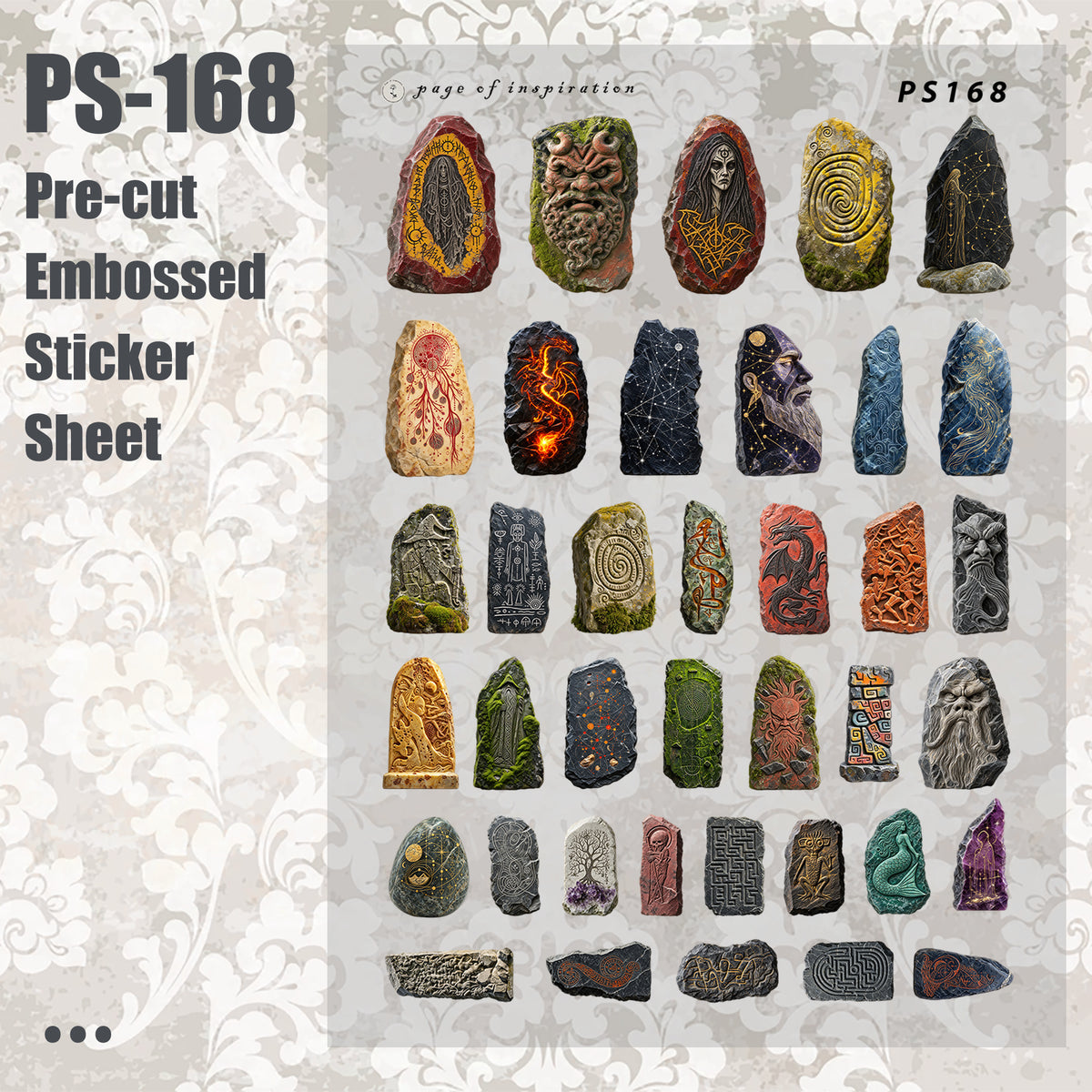 #PS-168 Pre-cut Embossed PET Sticker Sheet