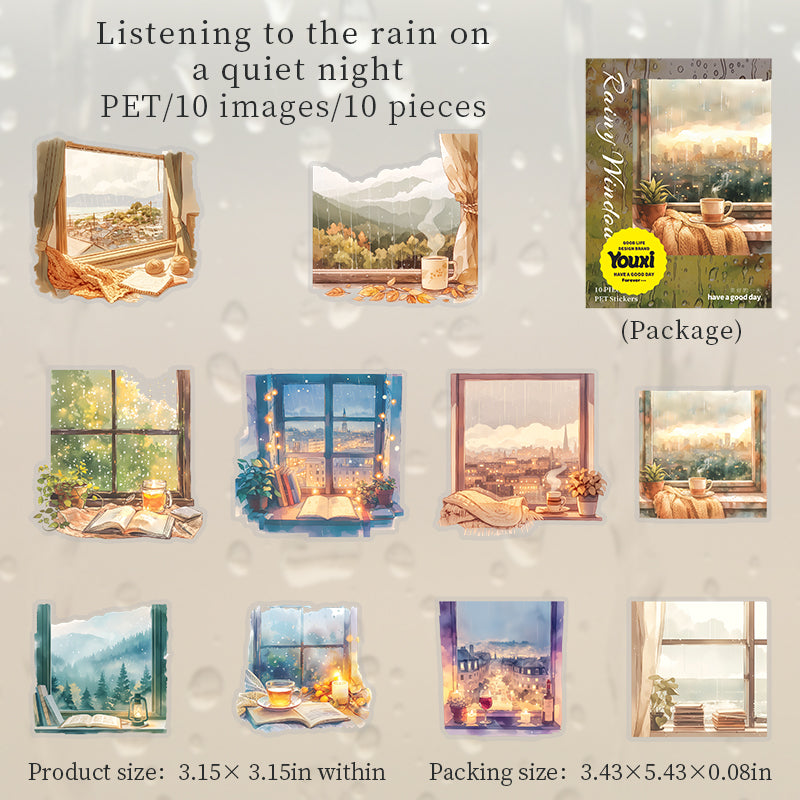#02554 Rainy outside of Window Series Sticker