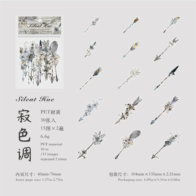 B1#20580 Vintage Feather Trace Collection Series Sticker