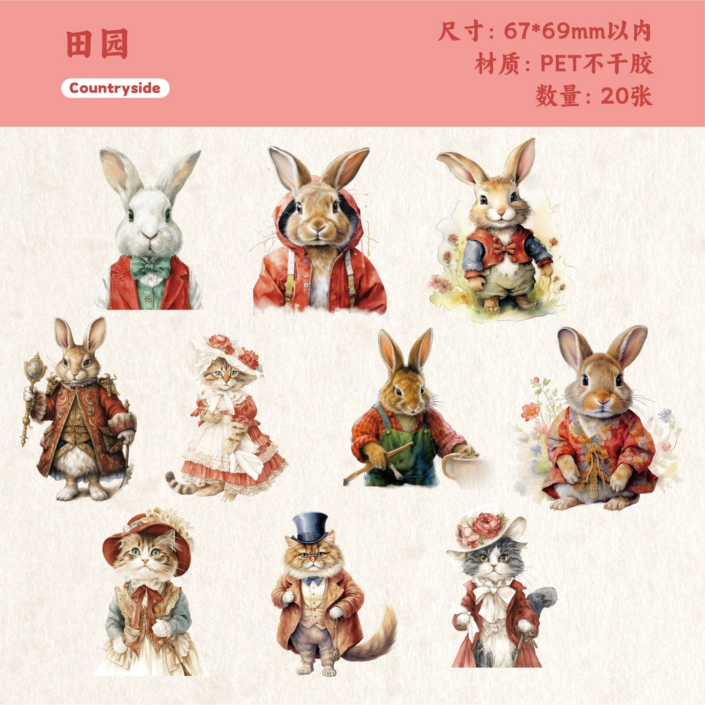 #20056 Bunny and Cat Series Sticker