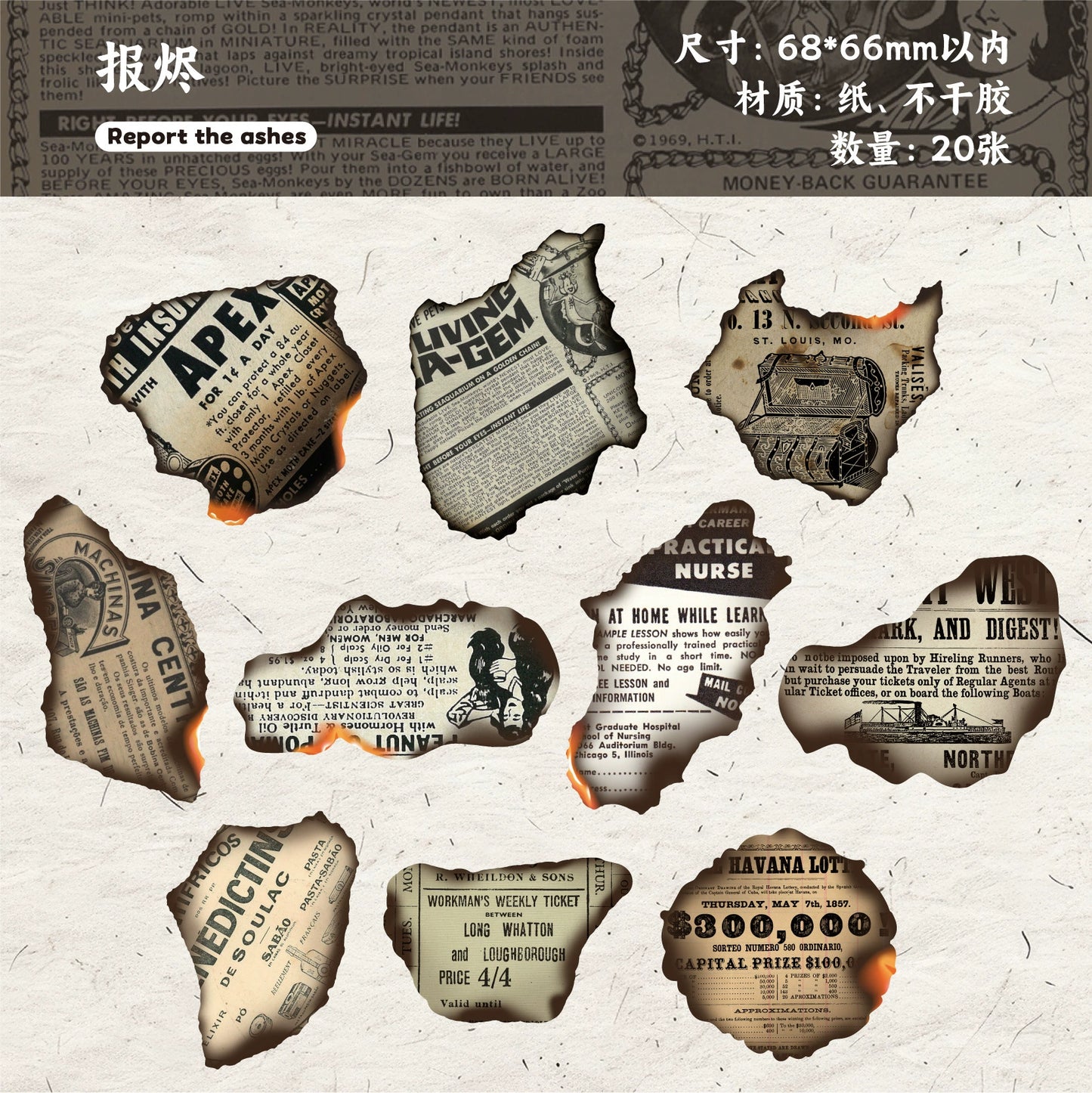#20033 Burned Letter Series Sticker