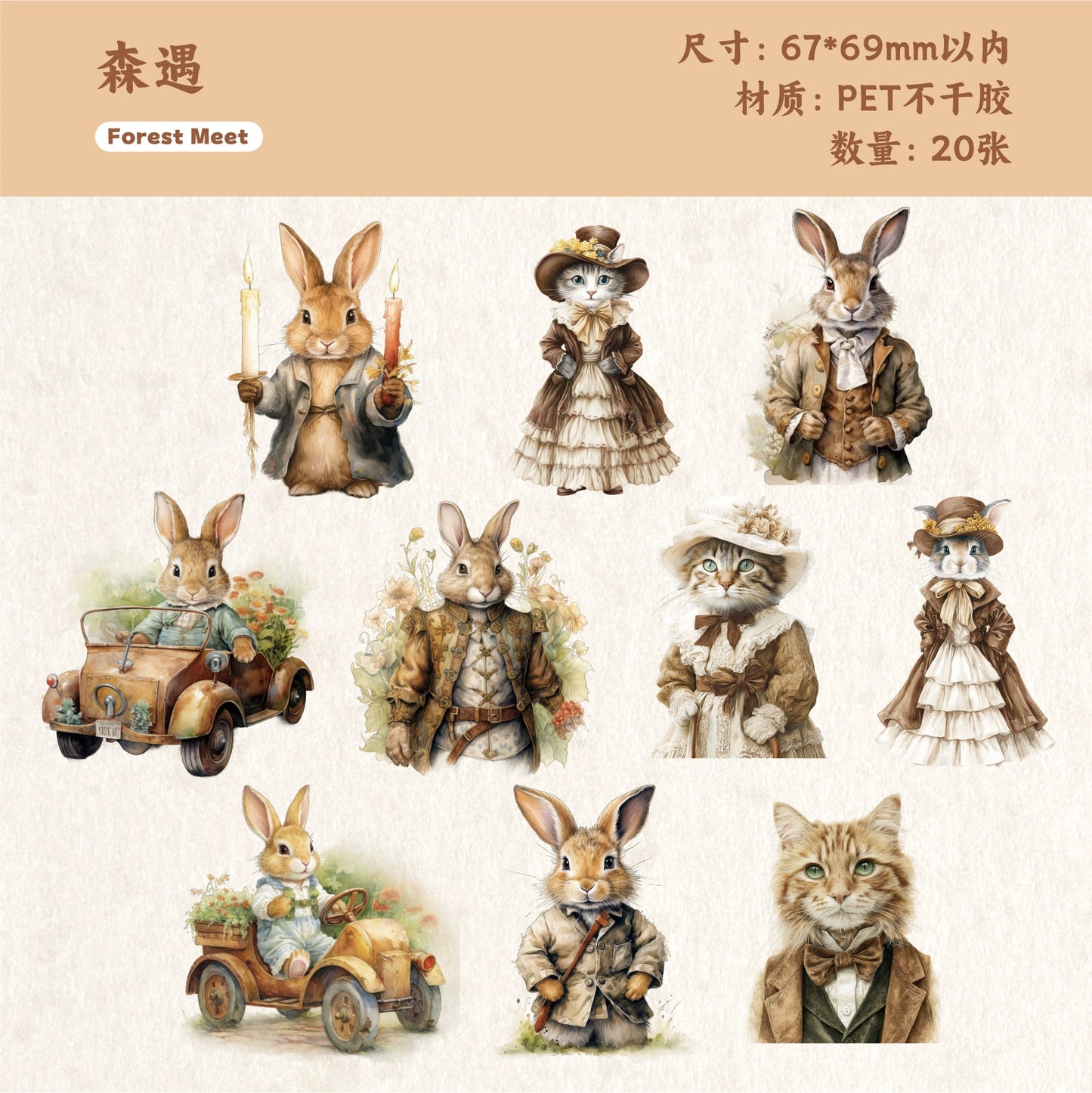 #20056 Bunny and Cat Series Sticker