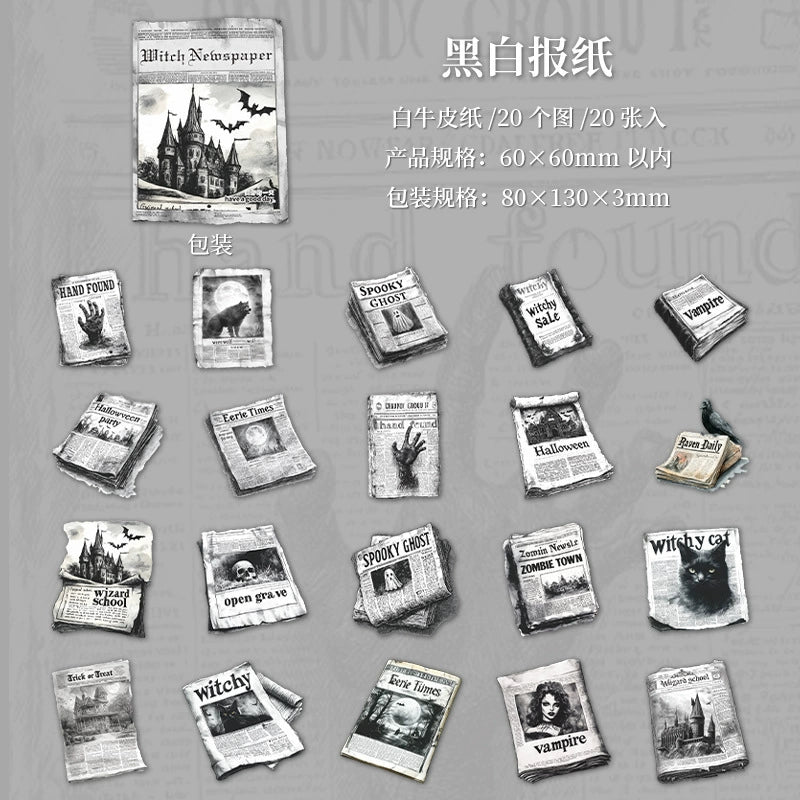 G3#20342 Witch Newspaper Series Sticker