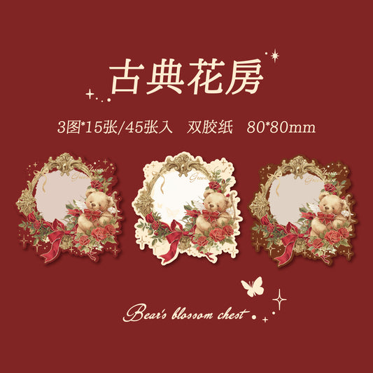 #02459 Bear and Flower Frame Series Sticker