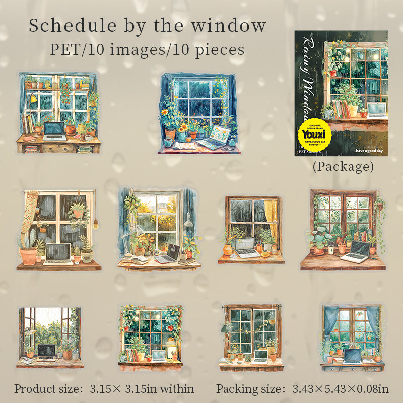 #02554 Rainy outside of Window Series Sticker