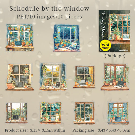 #02554 Rainy outside of Window Series Sticker