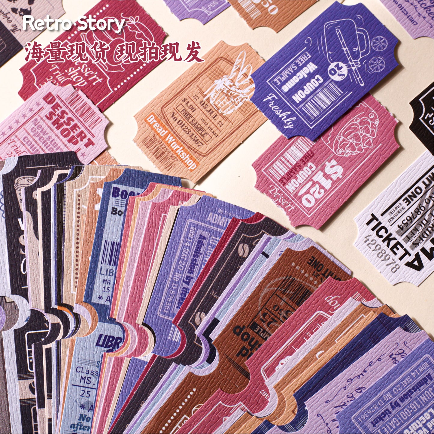#02504 Vintage Stamp Ticket Series Sticker