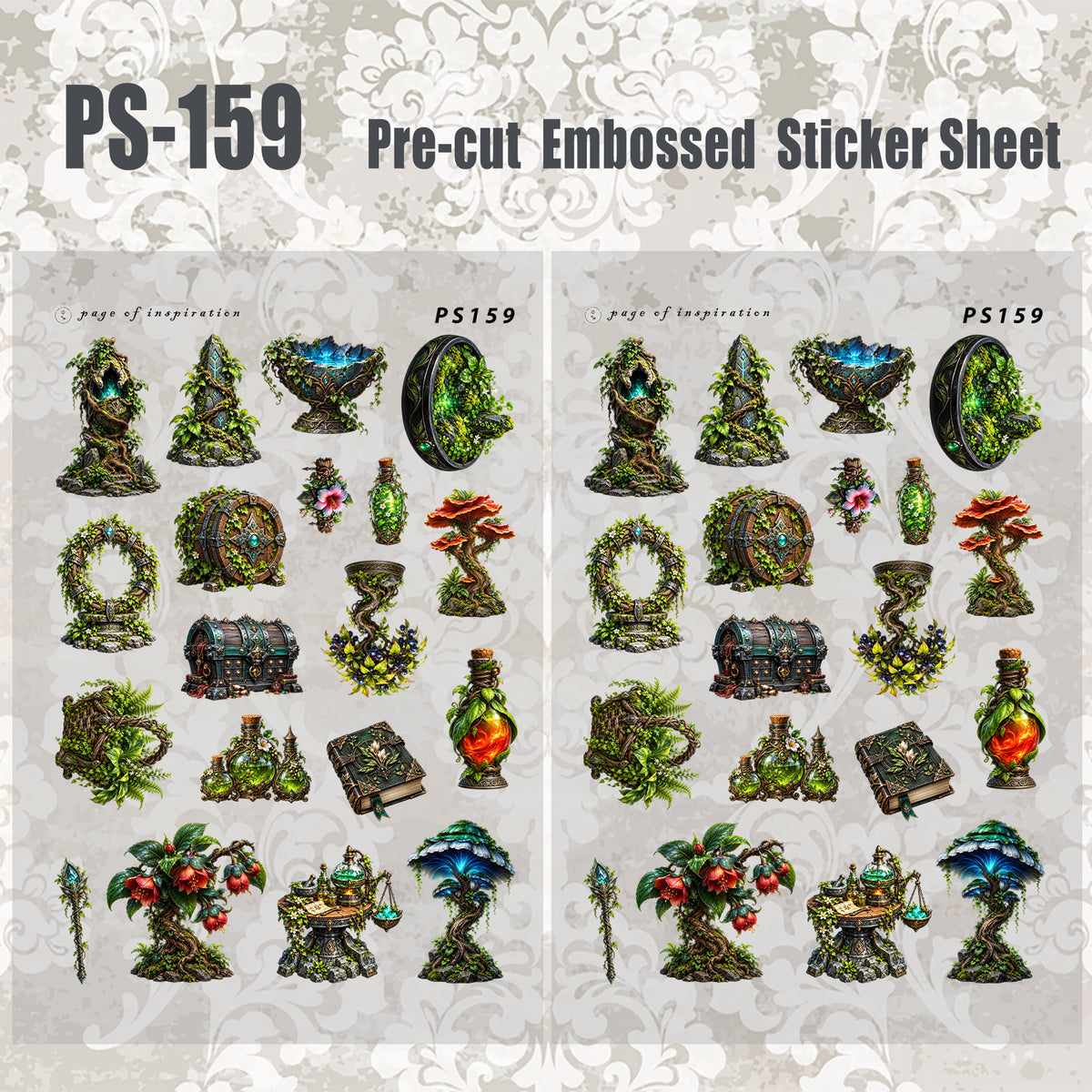 #PS-159 Pre-cut Embossed PET Sticker Sheet