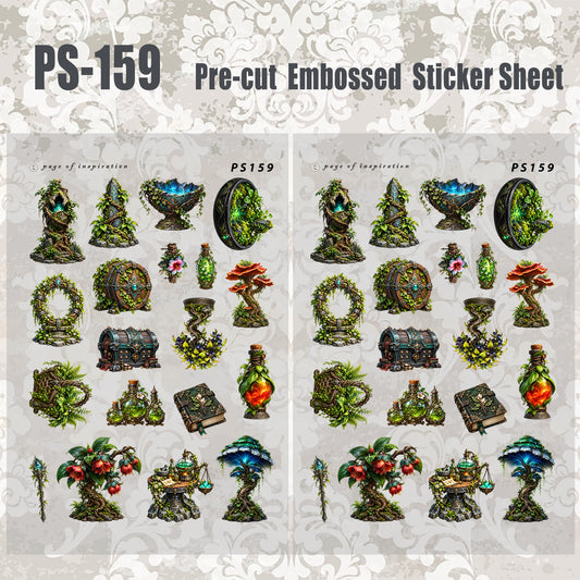 #PS-159 Pre-cut Embossed PET Sticker Sheet