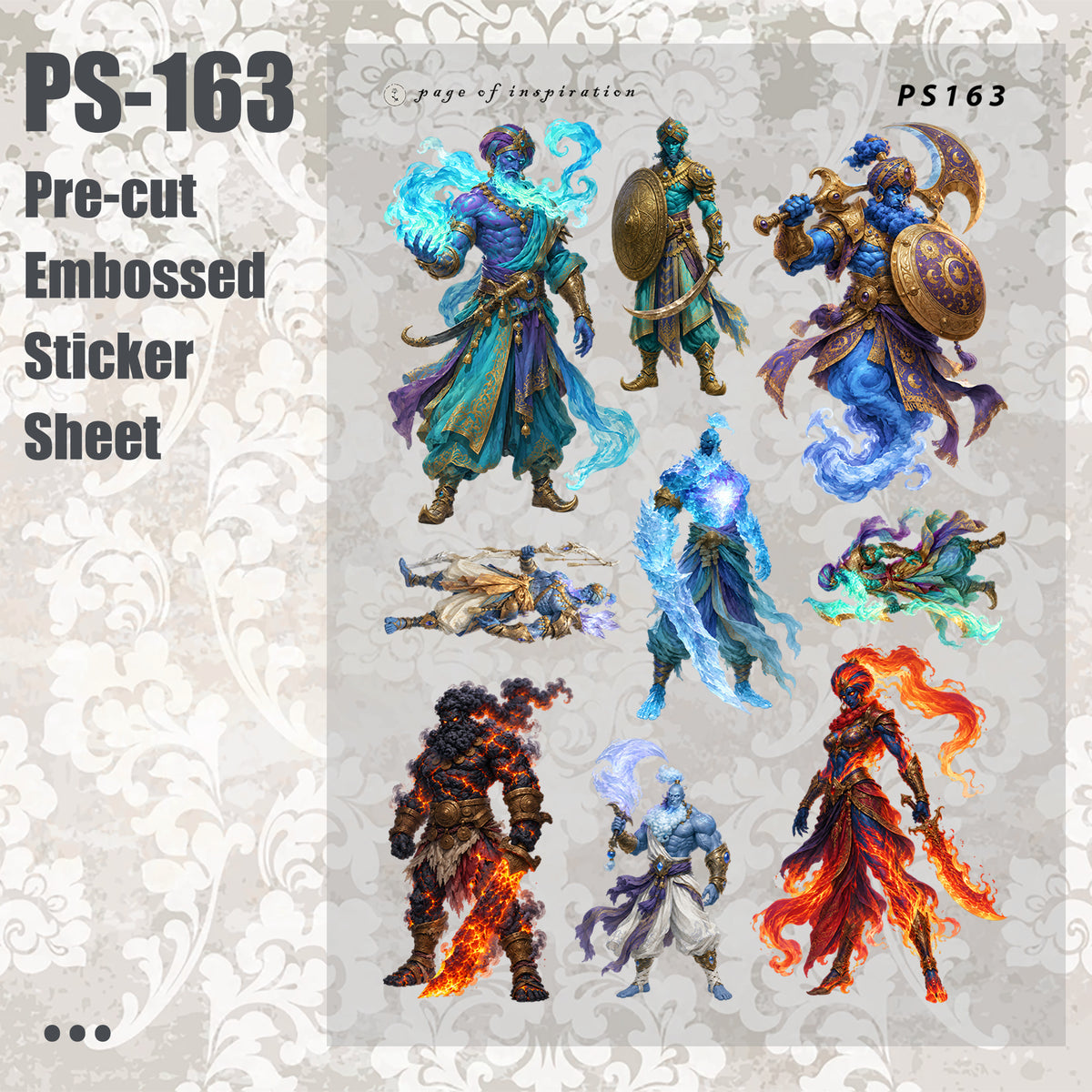 #PS-163 Pre-cut Embossed PET Sticker Sheet