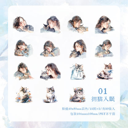 #02303 Cat with Girl Series Sticker