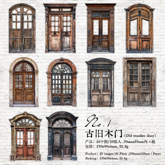 #02440 Vintage Wooden Door Series Sticker