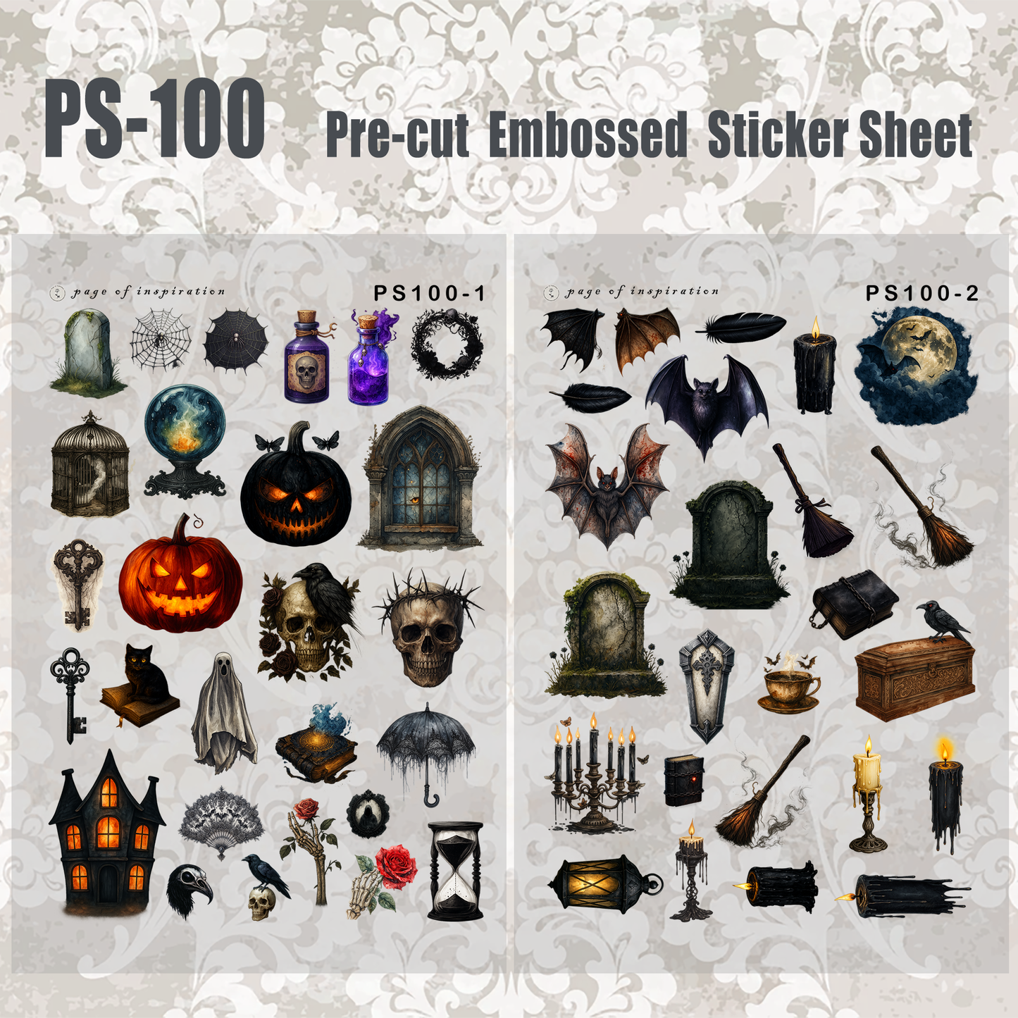 #PS-100 Pre-cut Embossed PET Sticker Sheet