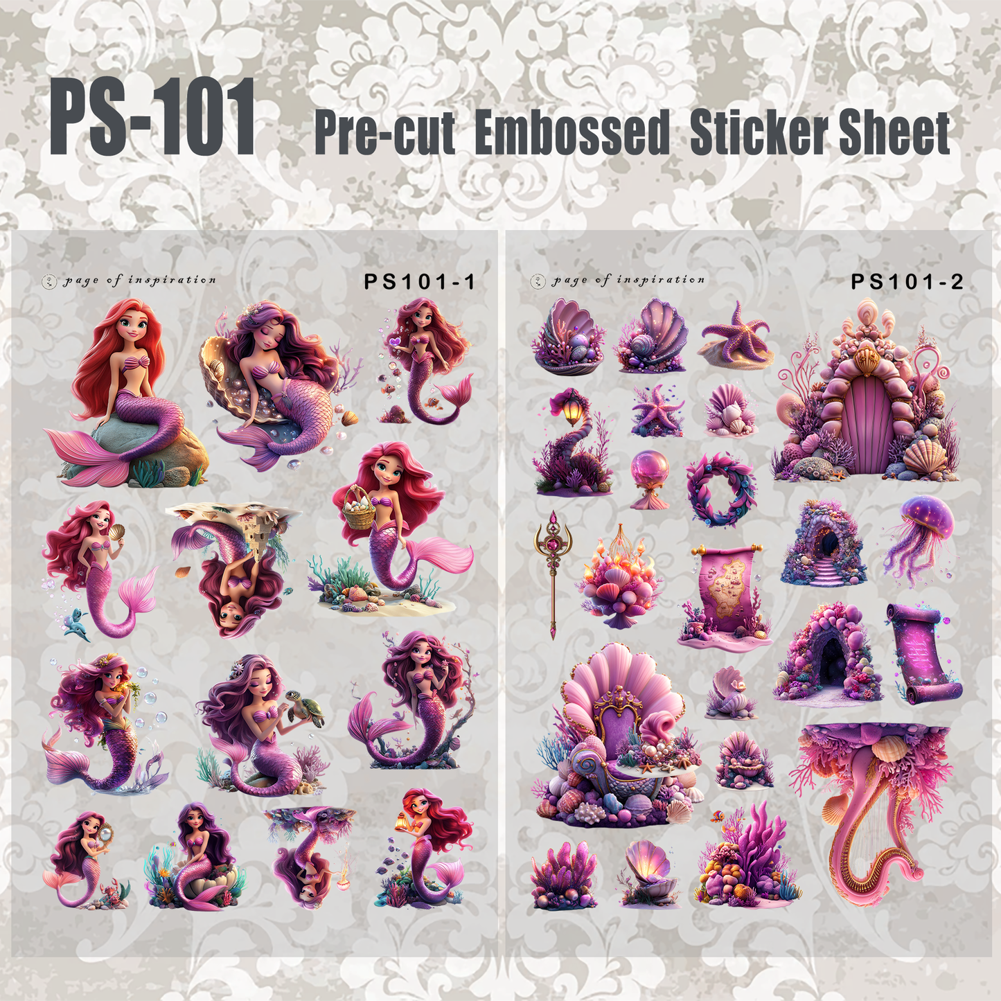 #PS-101 Pre-cut Embossed PET Sticker Sheet