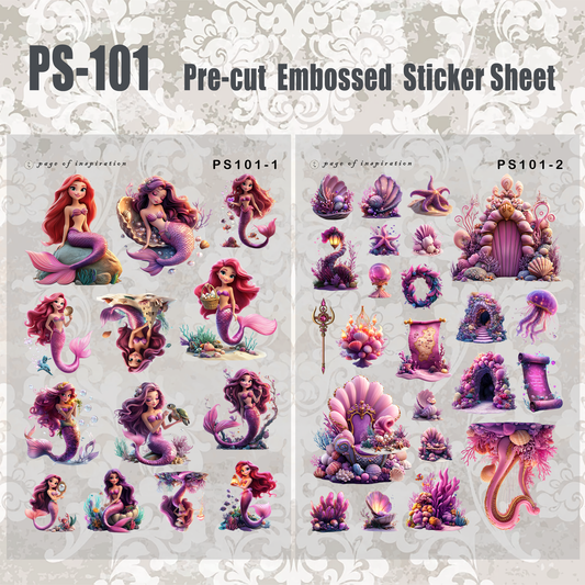 #PS-101 Pre-cut Embossed PET Sticker Sheet
