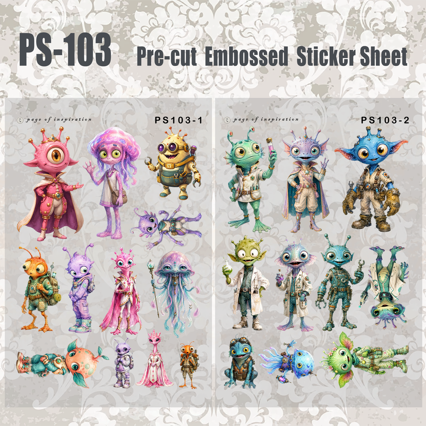 #PS-103 Pre-cut Embossed PET Sticker Sheet