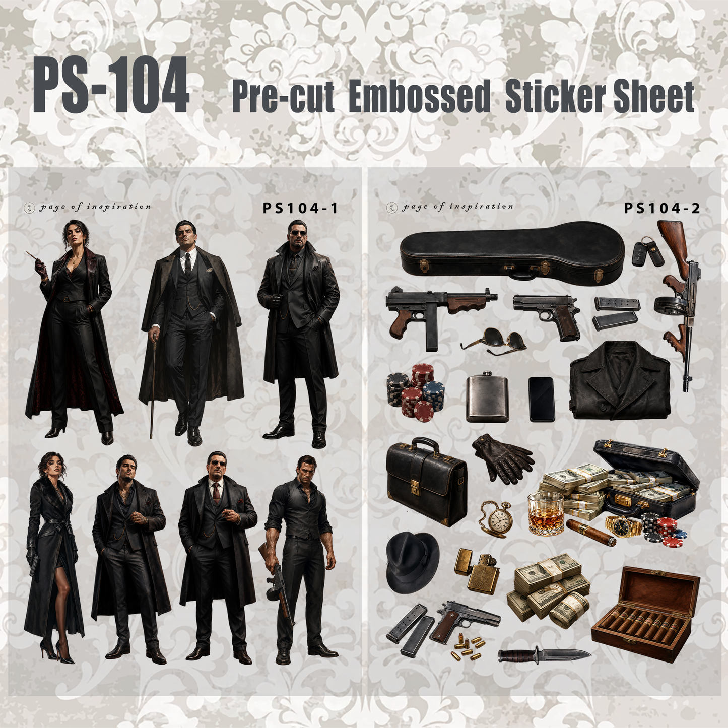 #PS-104 Pre-cut Embossed PET Sticker Sheet