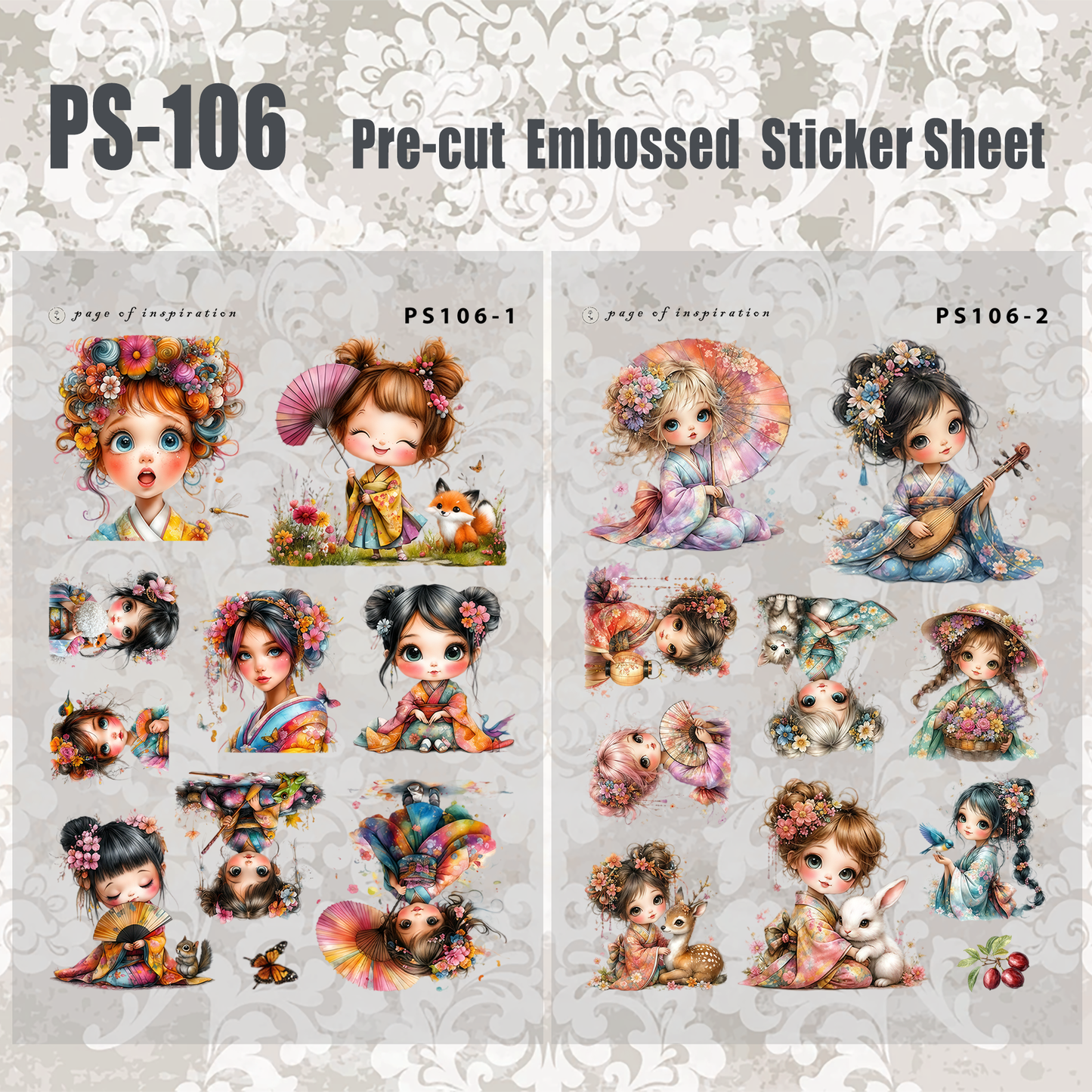 #PS-106 Pre-cut Embossed PET Sticker Sheet