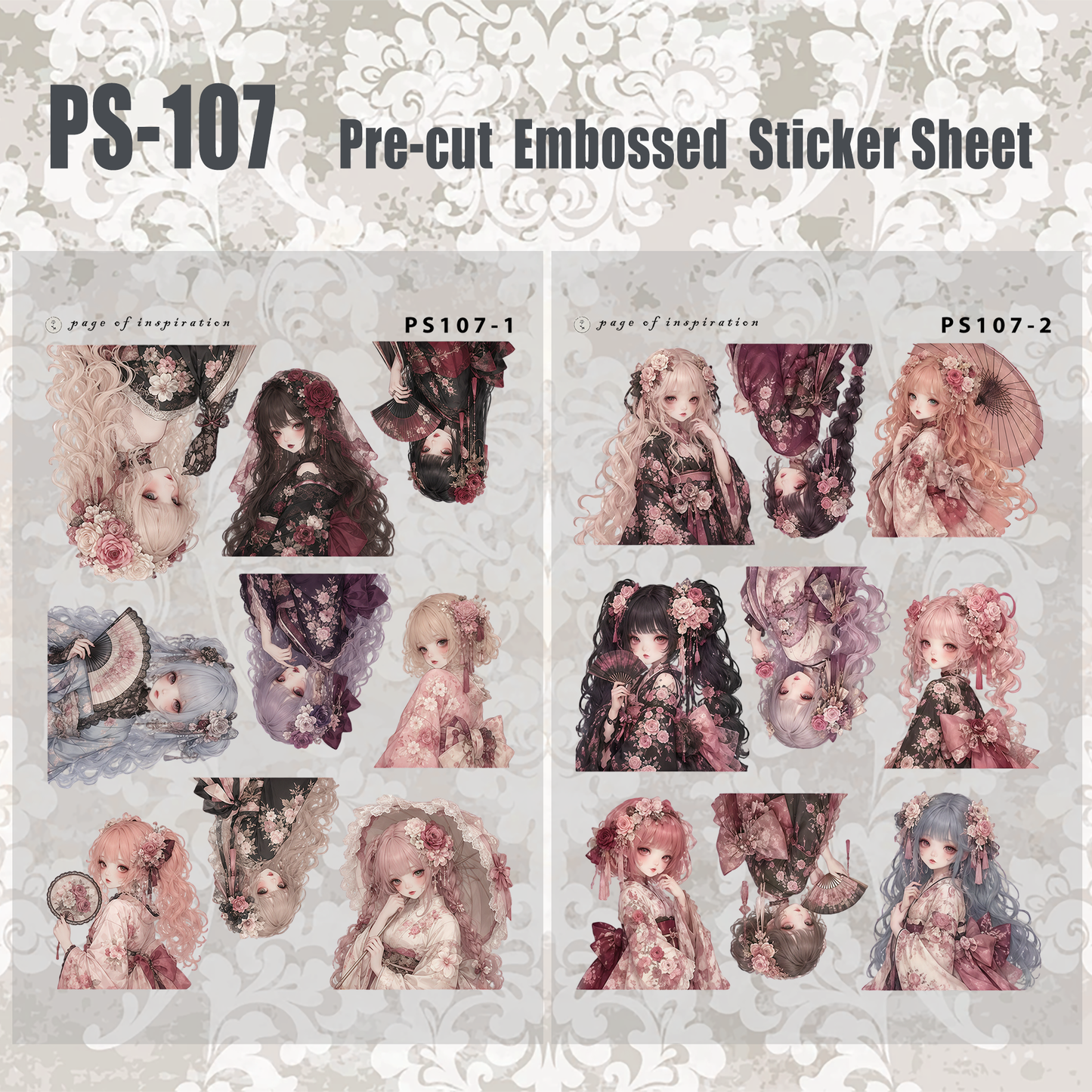 #PS-107 Pre-cut Embossed PET Sticker Sheet