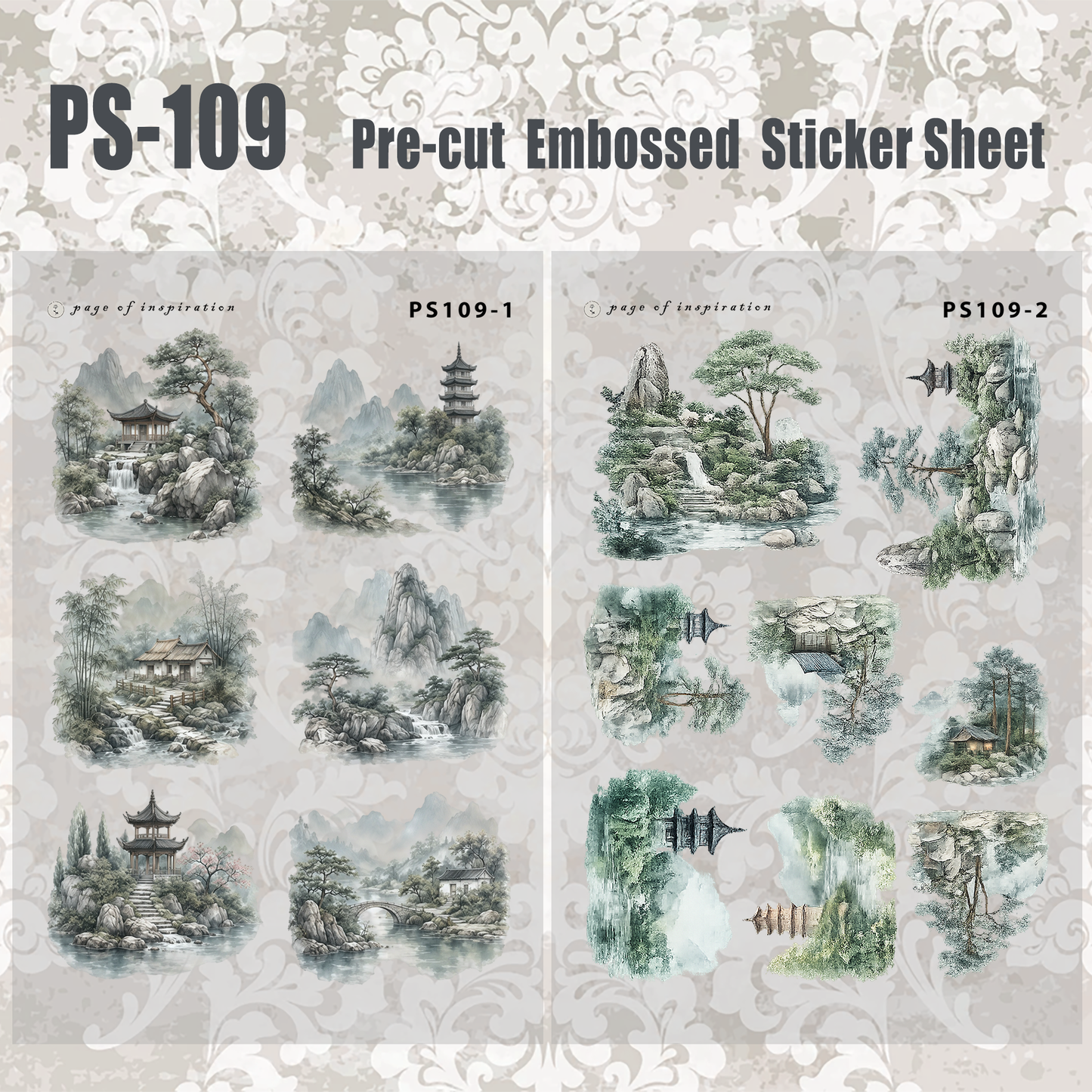 #PS-109 Pre-cut Embossed PET Sticker Sheet