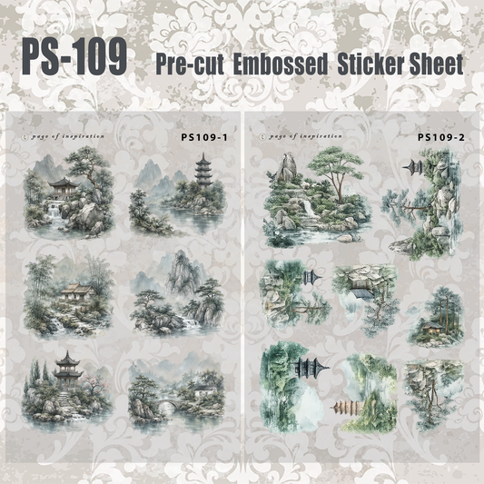 #PS-109 Pre-cut Embossed PET Sticker Sheet