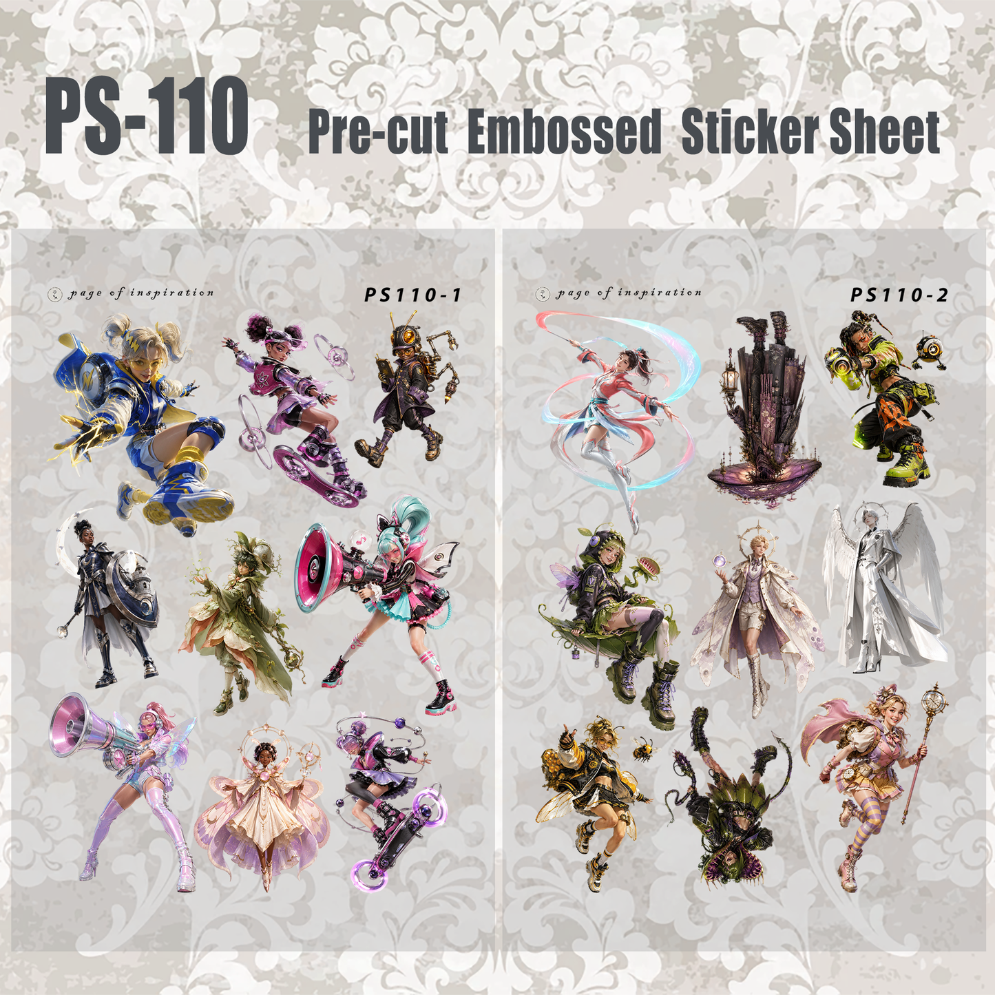 #PS-110 Pre-cut Embossed PET Sticker Sheet
