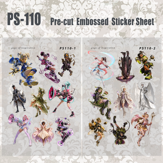 #PS-110 Pre-cut Embossed PET Sticker Sheet