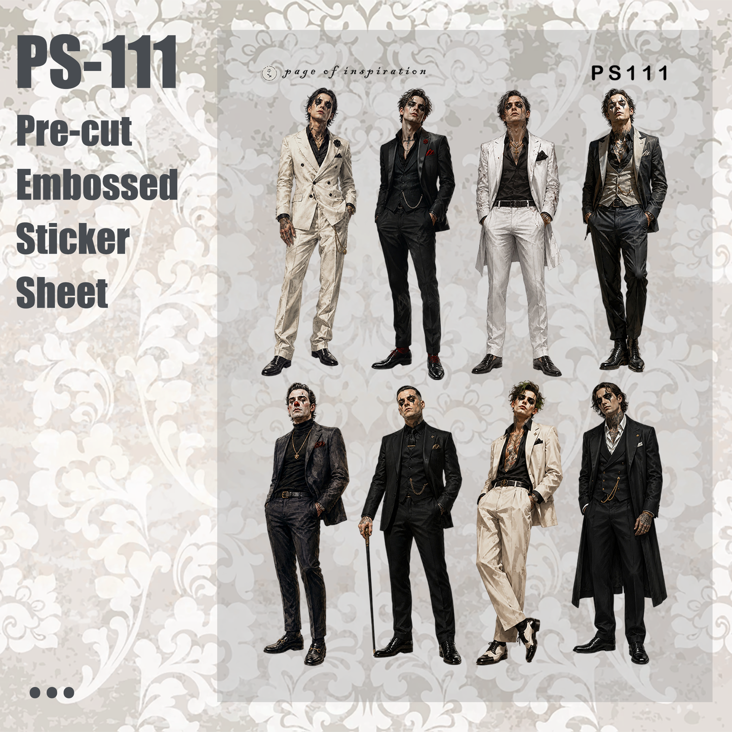 #PS-111 Pre-cut Embossed PET Sticker Sheet