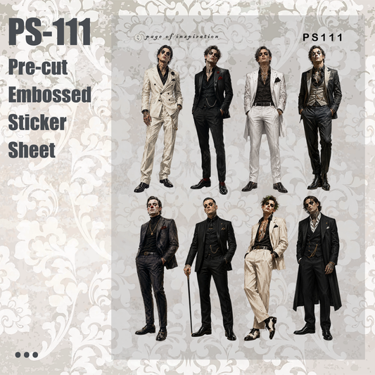 #PS-111 Pre-cut Embossed PET Sticker Sheet