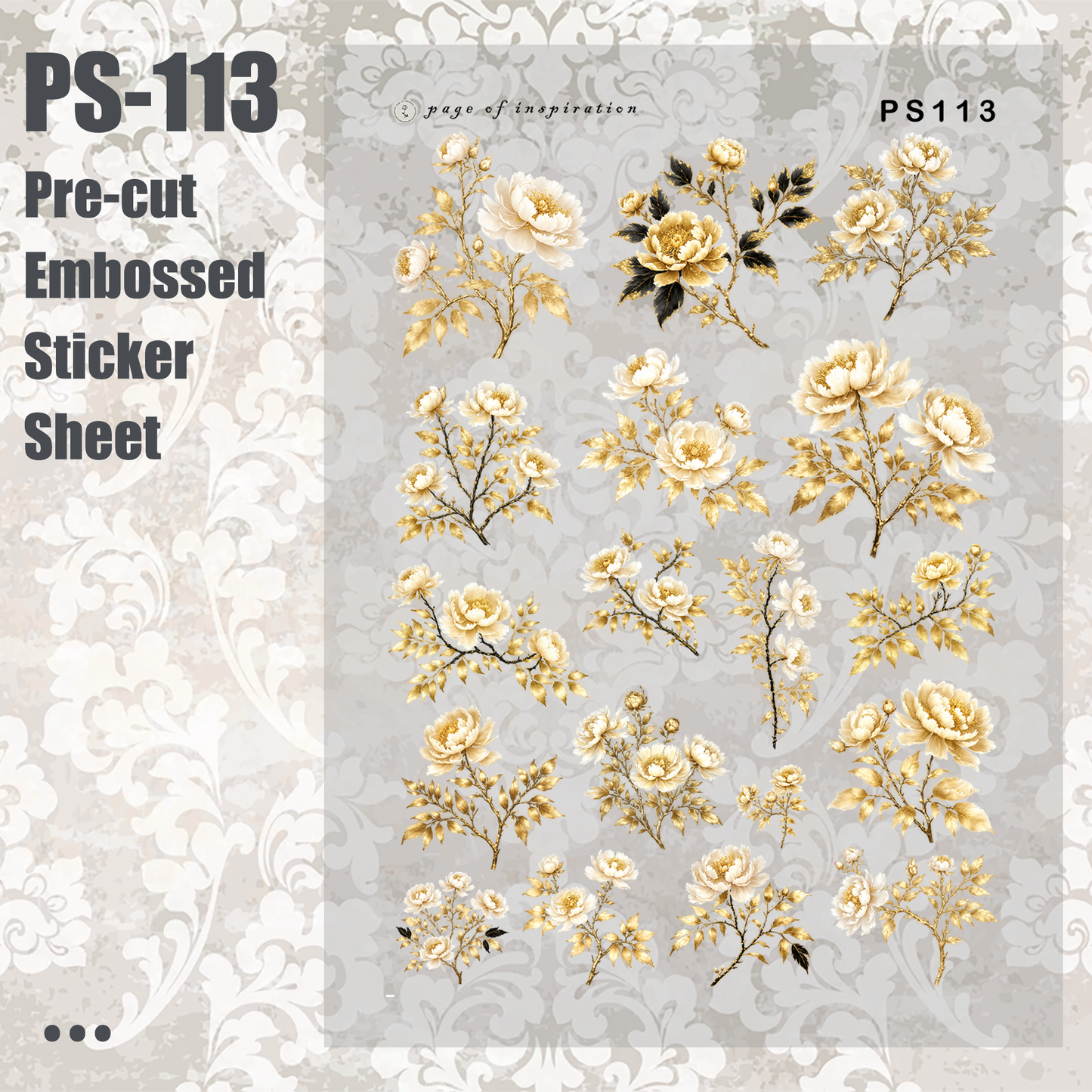 #PS-113 Pre-cut Embossed PET Sticker Sheet