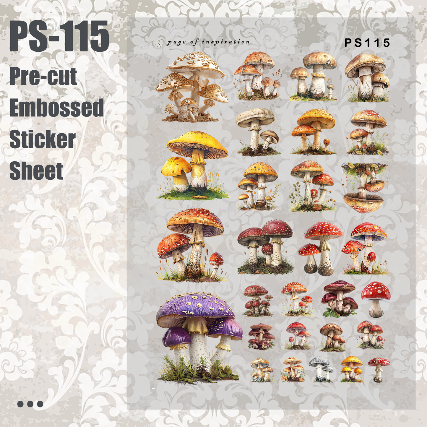 #PS-115 Pre-cut Embossed PET Sticker Sheet
