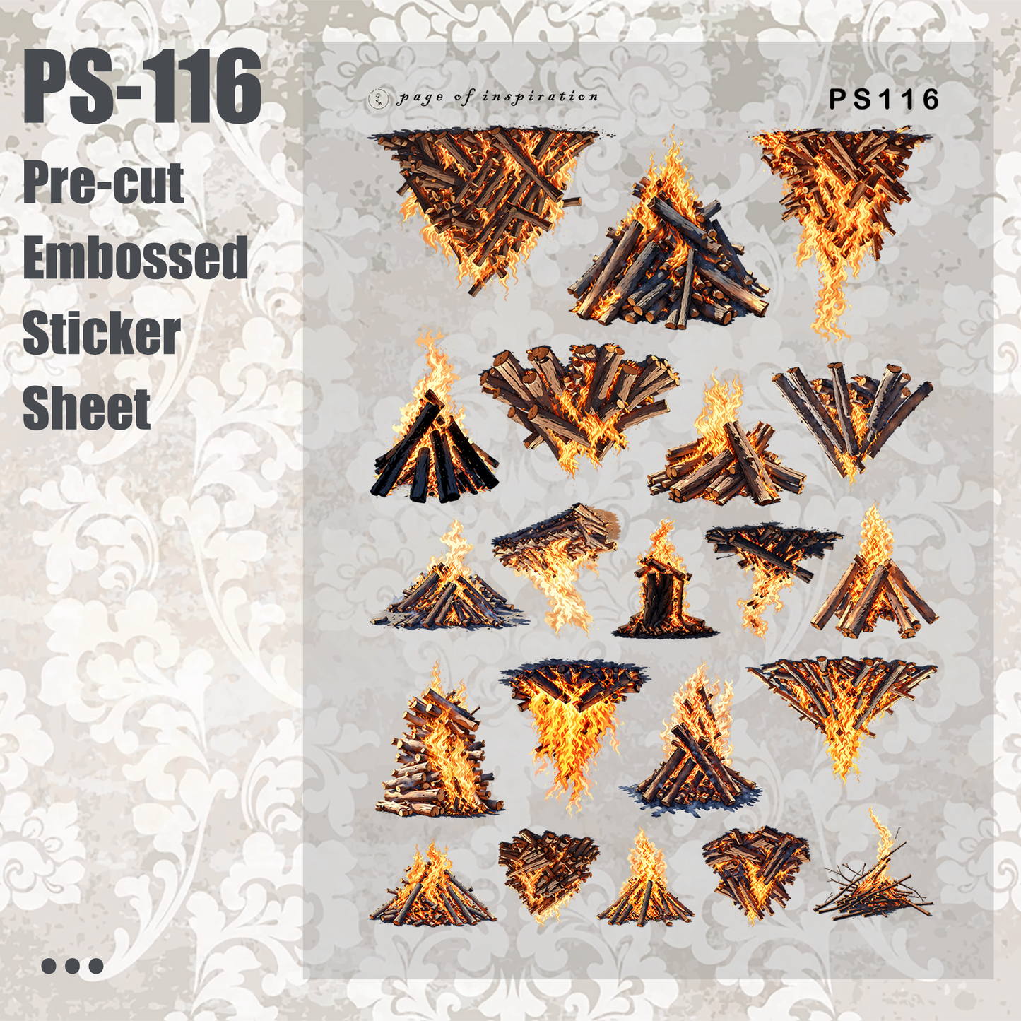 #PS-116 Pre-cut Embossed PET Sticker Sheet