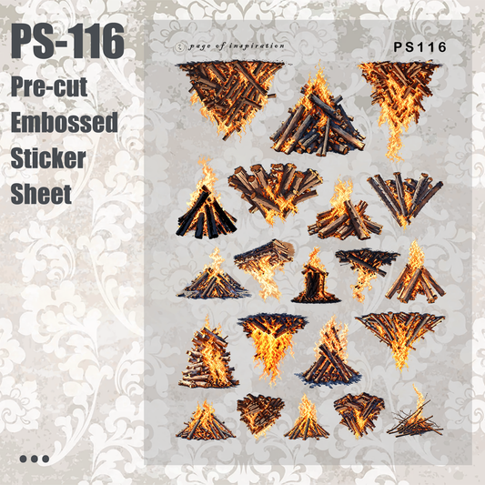 #PS-116 Pre-cut Embossed PET Sticker Sheet