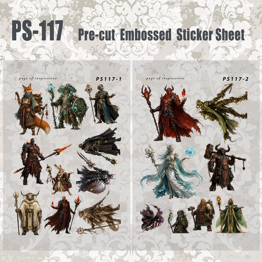 #PS-117 Pre-cut Embossed PET Sticker Sheet