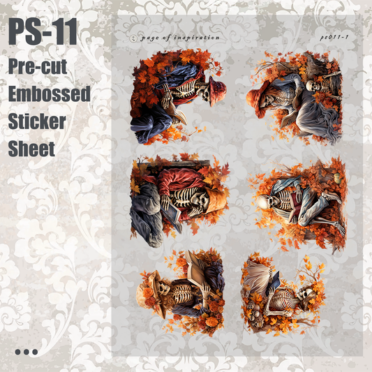 #PS-11 Pre-cut Embossed PET Sticker Sheet