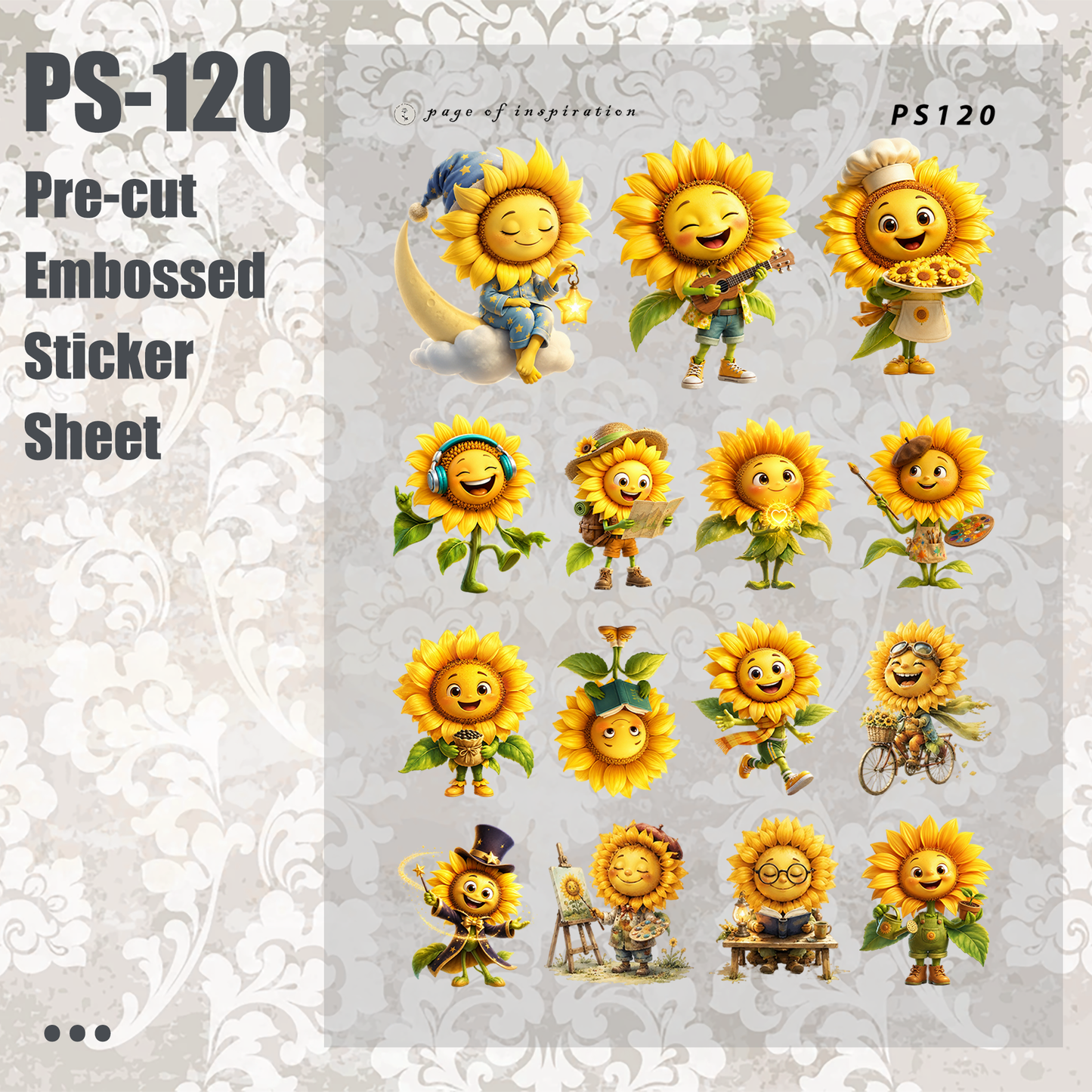 #PS-120 Pre-cut Embossed PET Sticker Sheet