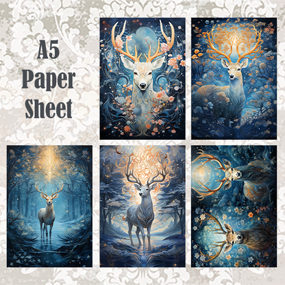 #5A123 POI Print A5 Cardstock Paper Set 10 Pcs Deer Animal
