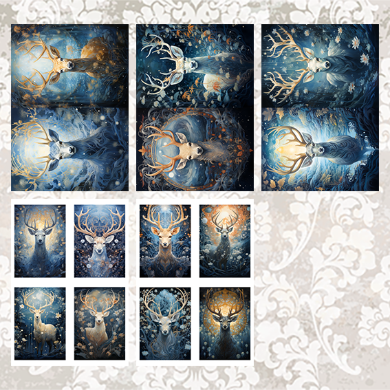 #5A123 POI Print A5 Cardstock Paper Set 10 Pcs Deer Animal