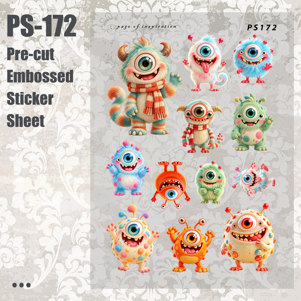 #PS-172 Pre-cut Embossed PET Sticker Sheet