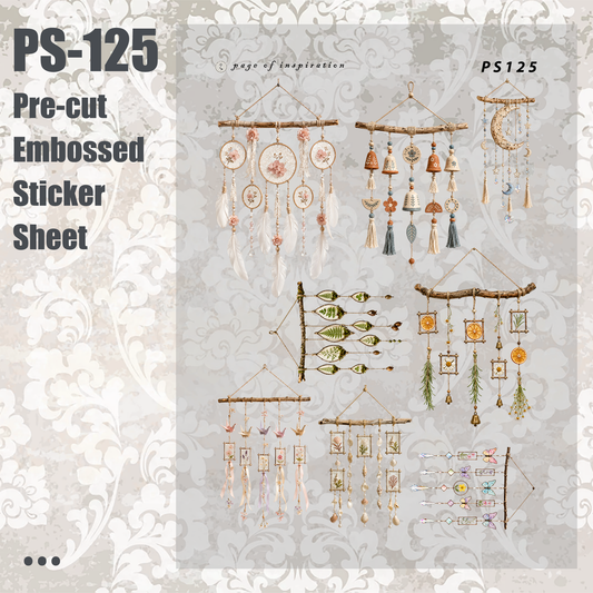 #PS-125 Pre-cut Embossed PET Sticker Sheet
