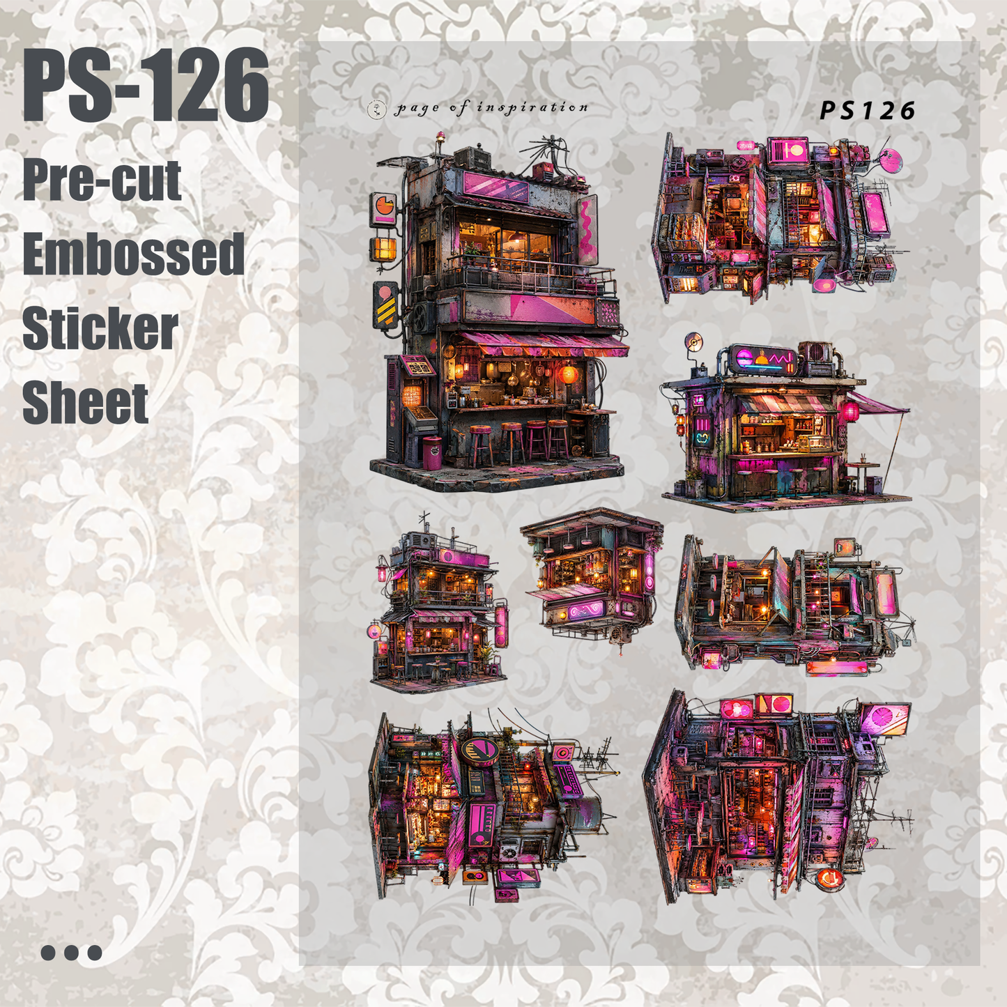 #PS-126 Pre-cut Embossed PET Sticker Sheet