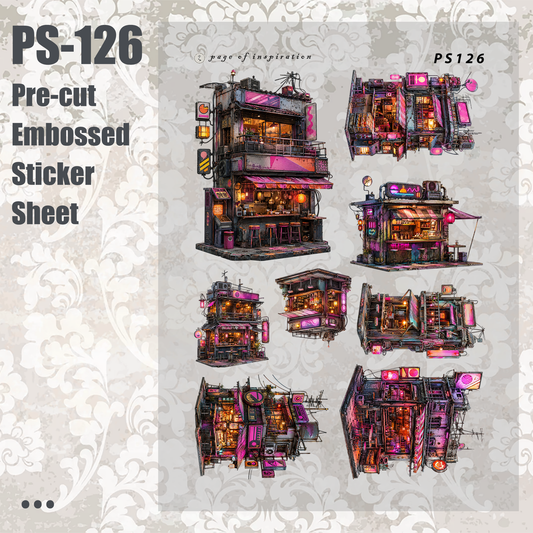 #PS-126 Pre-cut Embossed PET Sticker Sheet