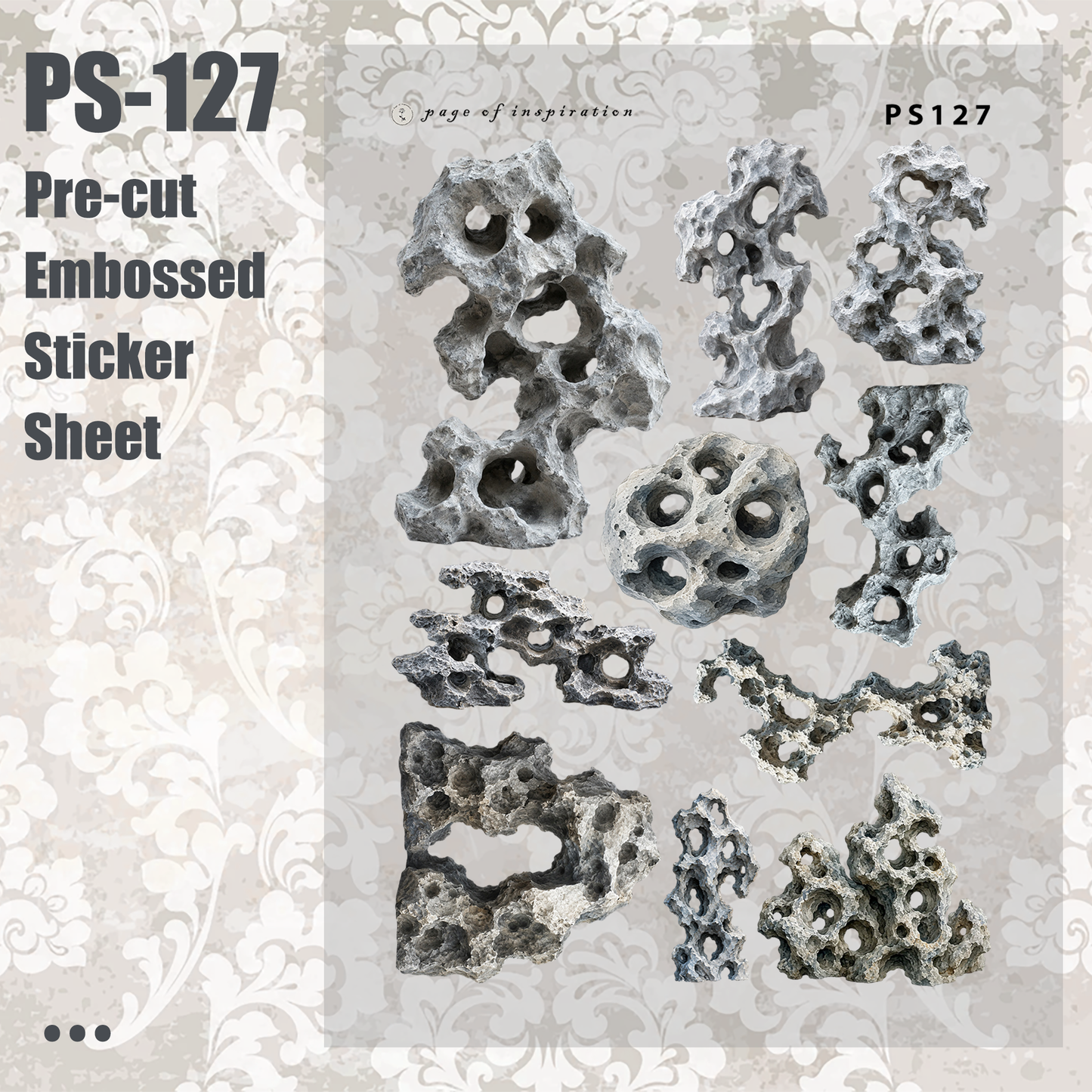 #PS-127 Pre-cut Embossed PET Sticker Sheet
